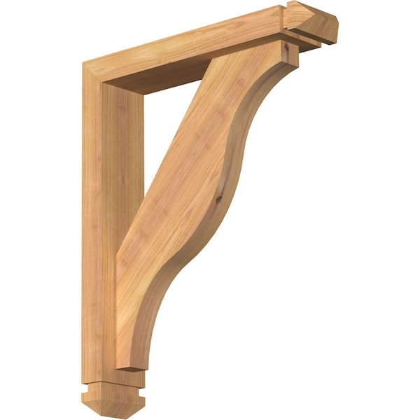 Ekena Millwork Funston Arts and Crafts Smooth Bracket w/ Offset Brace, Western Red Cedar, 3 1/2"W x 16"D x 20"H BKT0402X16X20FST03SWR - main